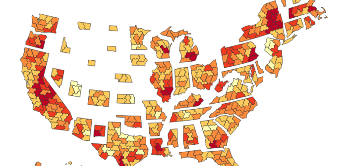 A U.S. hex map showing the percentage of households receiving SNAP or food stamp benefits by congressional district. Dark red districts have 20% or more households receiving benefits, while yellow areas have less than 5%. Nationwide, 11.8% of households—about 15.6 million—receive SNAP assistance. High-dependency districts cluster in the rural South, parts of the Midwest, and major urban centers, while lower rates appear across much of the Midwest and Mountain West. Data come from the 2024 American Community Survey.